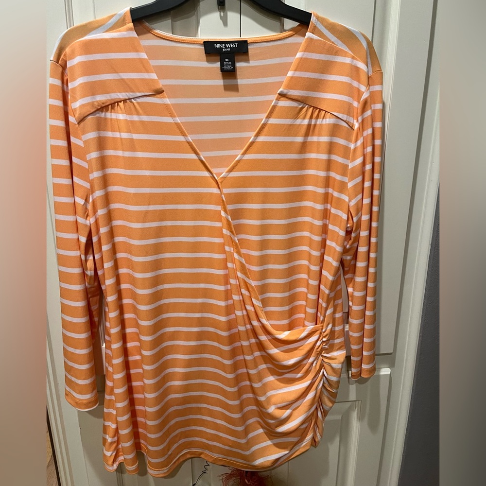 Nine West Jeans Orange Long-sleeve Top